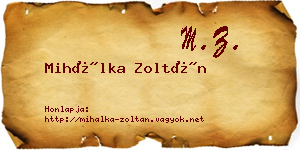 Mihálka Zoltán névjegykártya